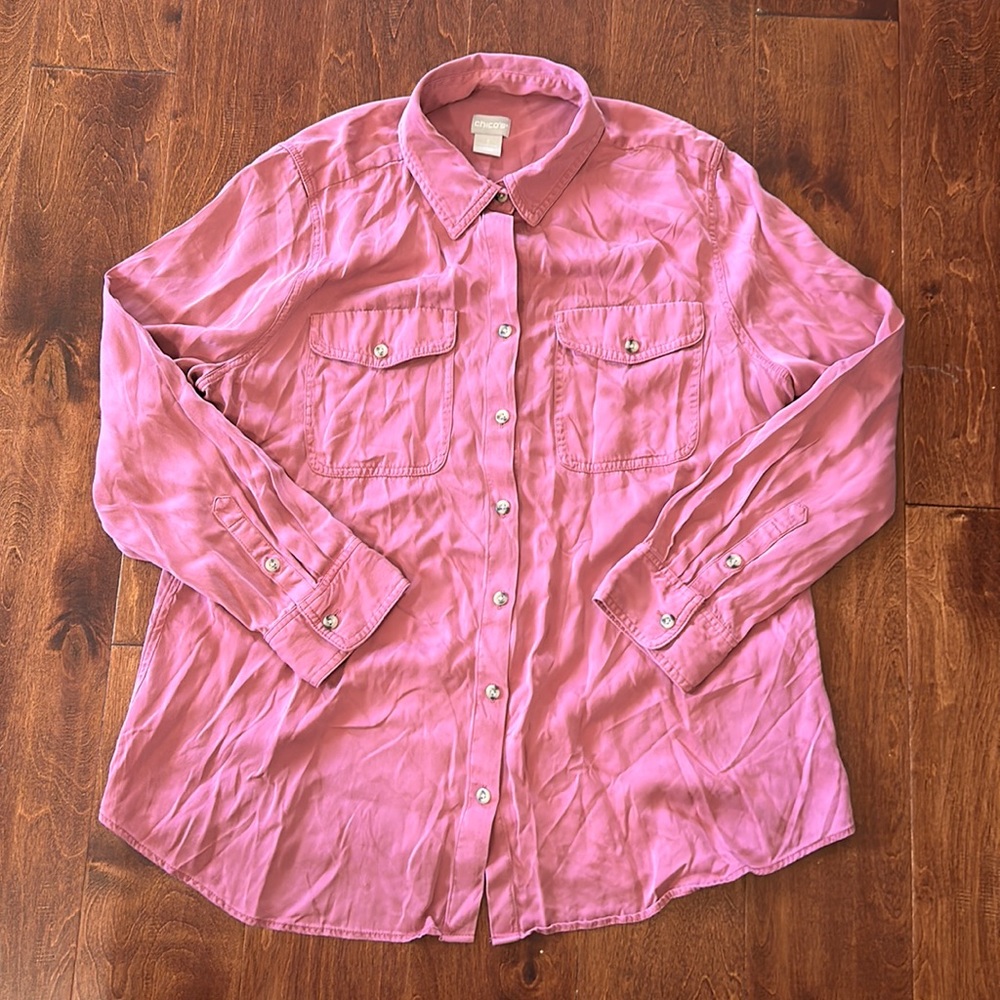 Chico's long sleeved button up blouse Chico's Sz 2 (L/12)